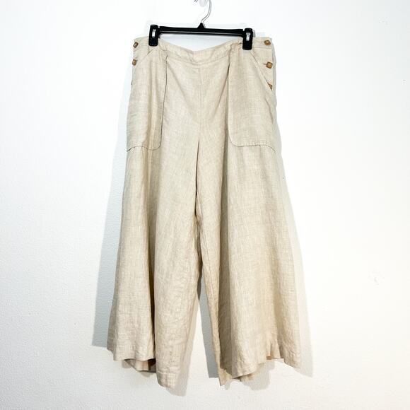 VTG Spiegel Linen Pants Womens 18 Wide Leg Fisherman Coastal Baggy Boho Beachy - Picture 2 of 10